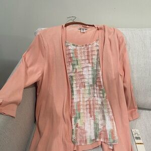 Alfred Dunner Peach and Multicolor Layered Top